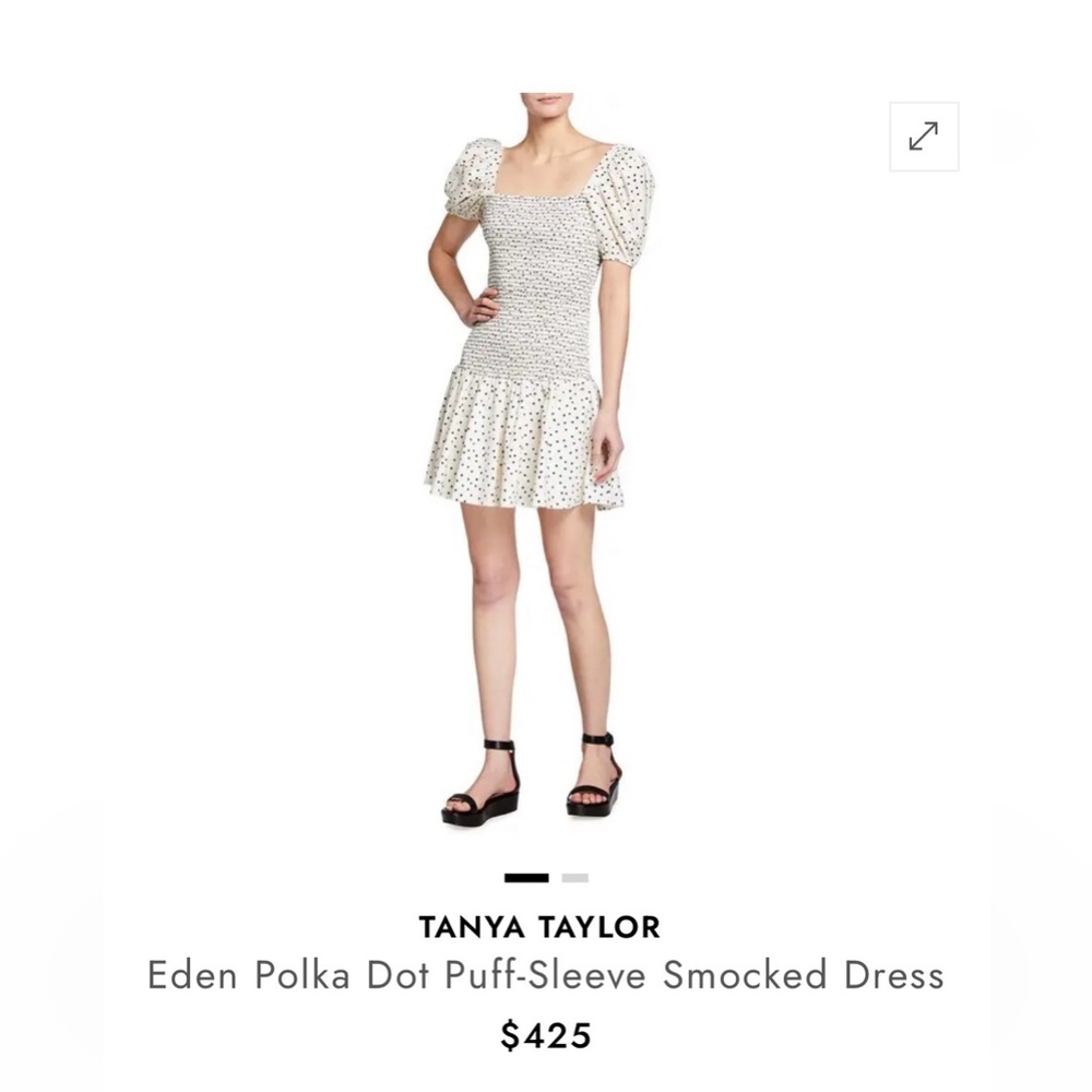 Tanya Taylor Smoked Polka Dot luxury Summer Casual Eden Mini Dress Size M
